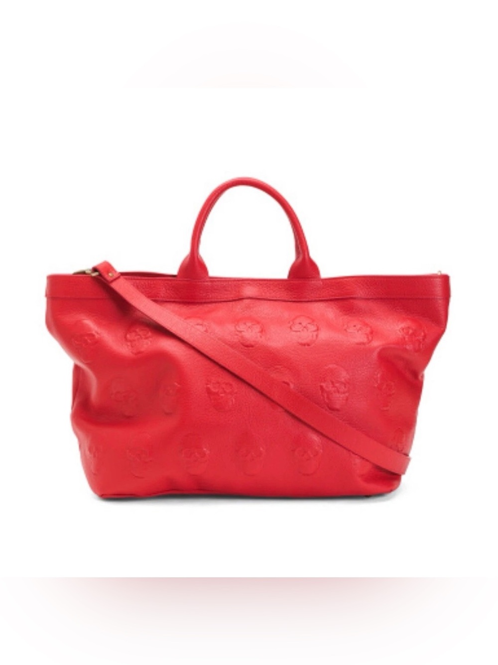lO Pelle Italia Red 3D embossed skull genuine leather tote-NWT